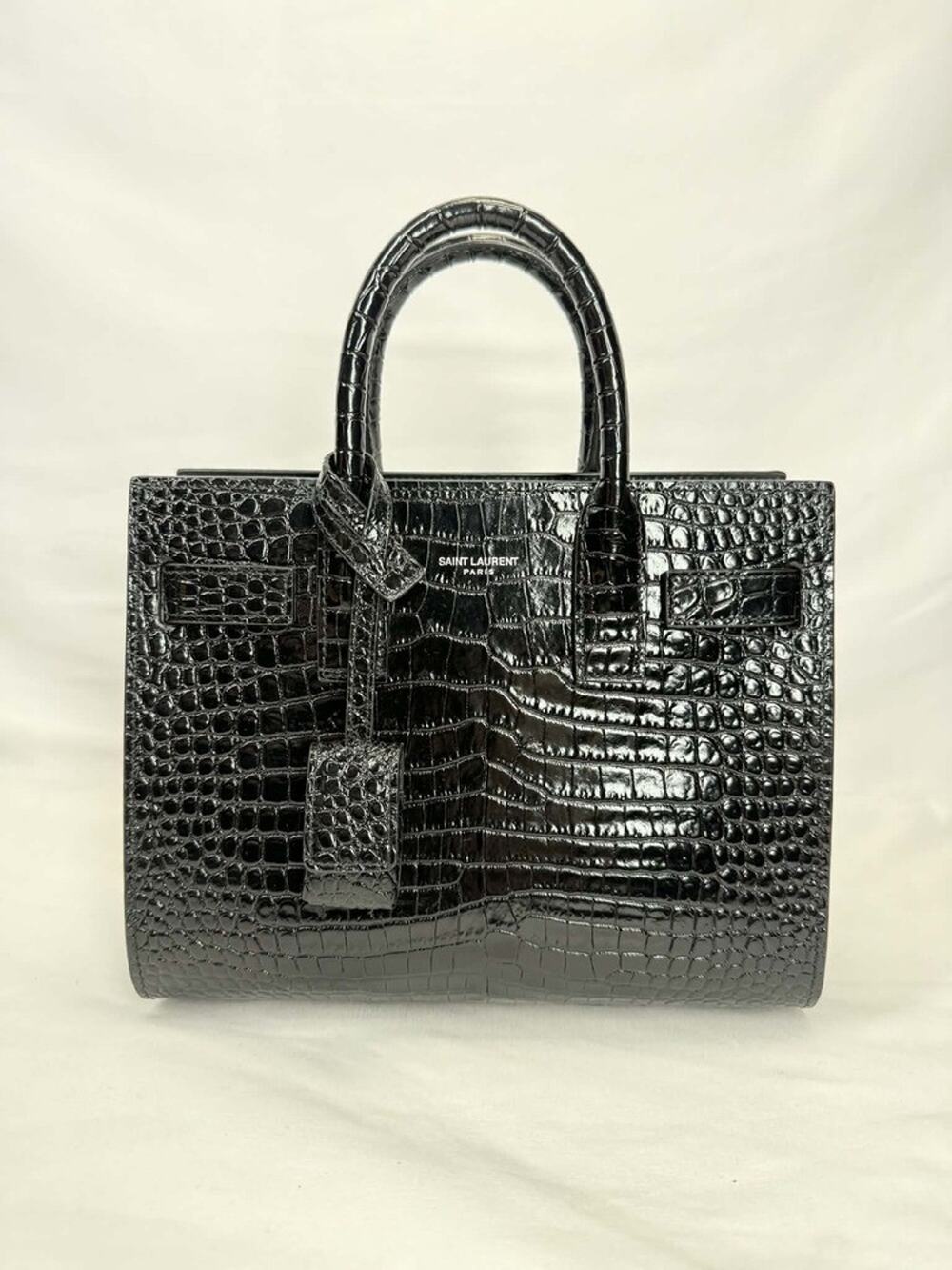 Saint Laurent Sac De Jour Baby Bag In Black Crocodile-Embossed Leather TS 342020